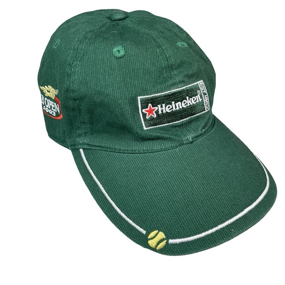 Vtg 2003 Heineken US Open Green Corduroy Baseball Hat Tennis Andy‎ Roddick NYC